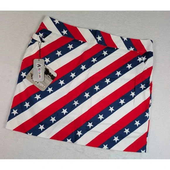 Royal and Awesome "Pars and Stripes" Skort Womens US 12 Lined America Stars NWT - Picture 2 of 11